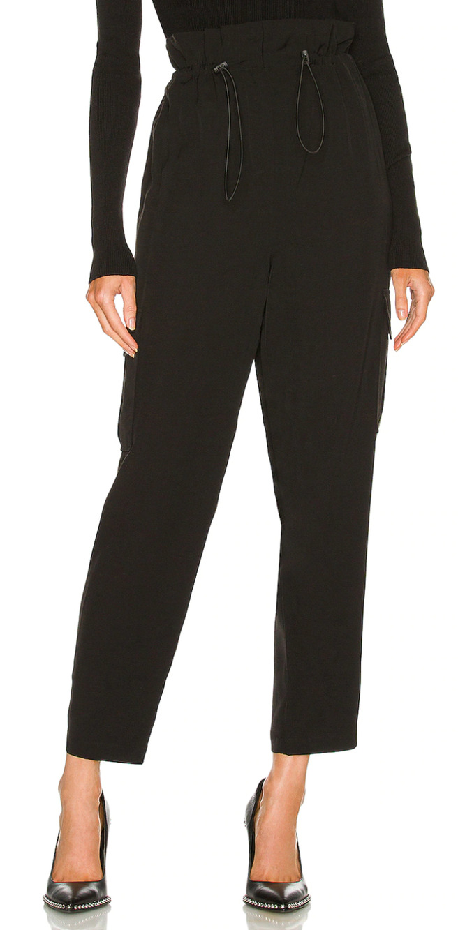 h:ours Black Cargo Pants XS Paperbag Baggy Streetwear Revolve Designer $178 NEW
